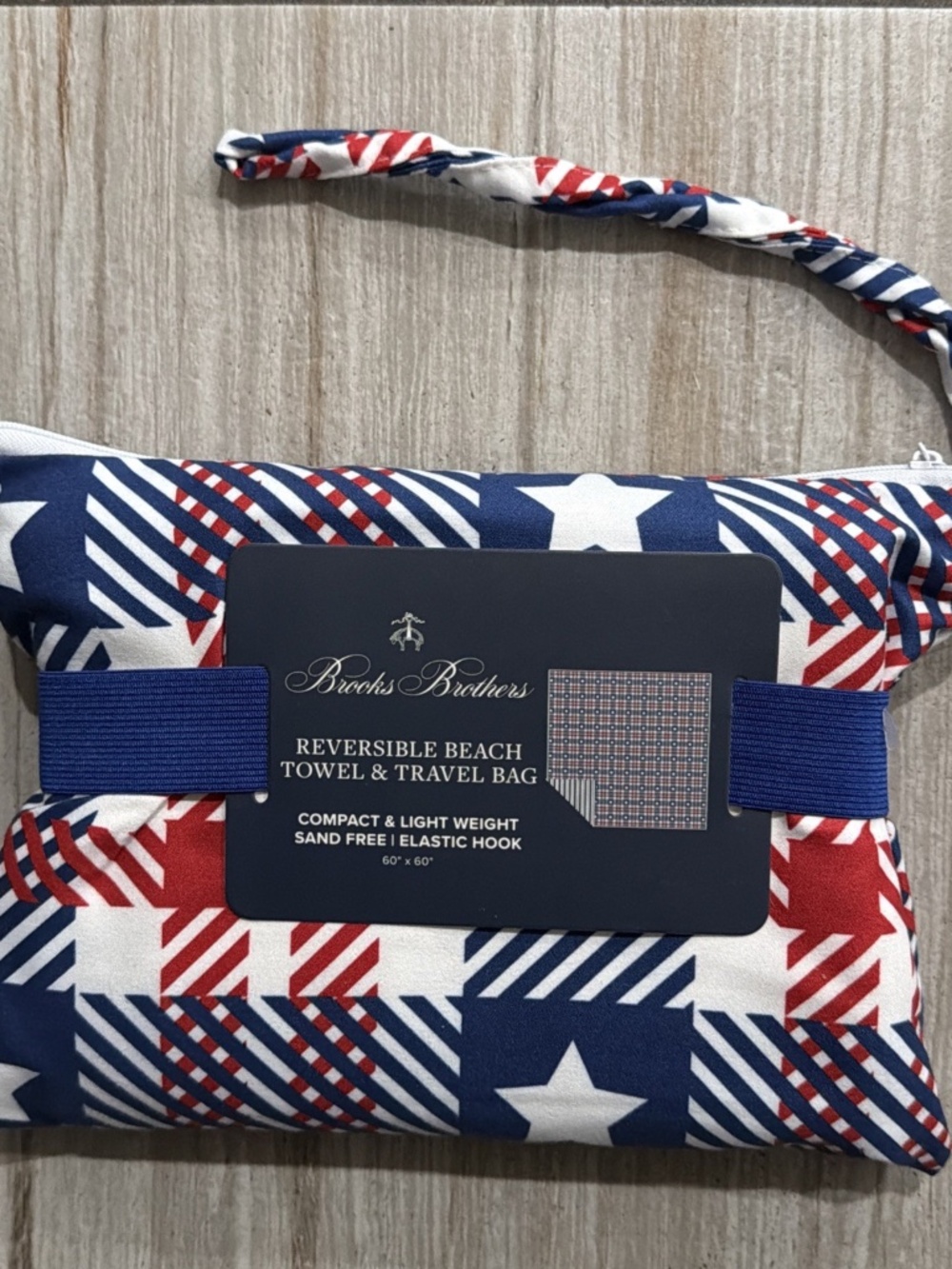 Brooks Brothers Reversible Stars & Stripes Beach Towel & Travel Bag
